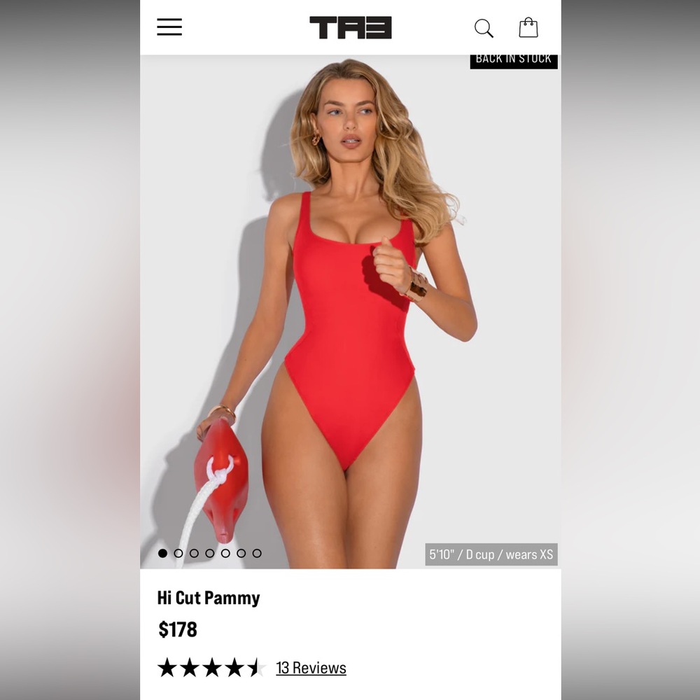 Hi Cut Pammy Swimsuit in Red